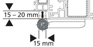 Schnittzeichnung Aufdeckbereich I - Für schmale Rahmen - KT-EV